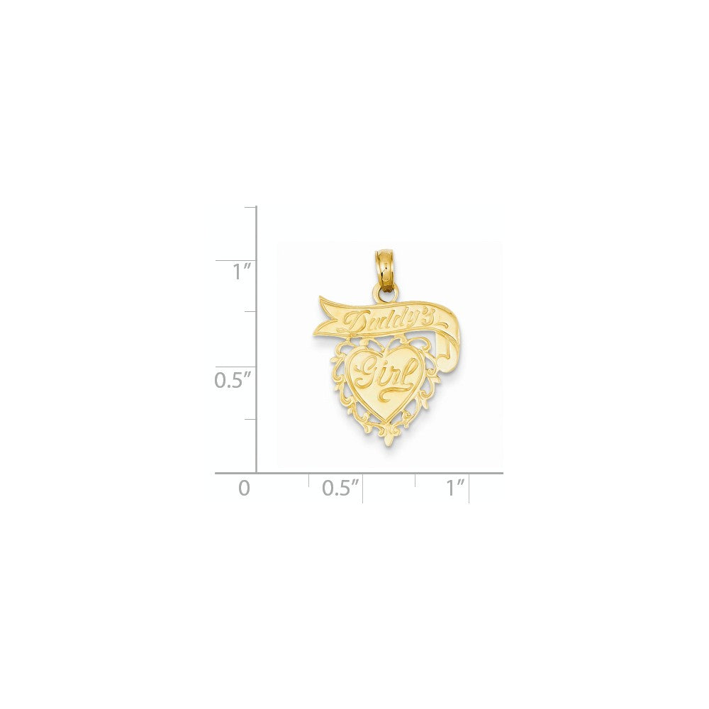 Alternate view of the 14k Yellow Gold Daddy&#39;s Girl Heart and Banner Pendant, 18mm by The Black Bow Jewelry Co.