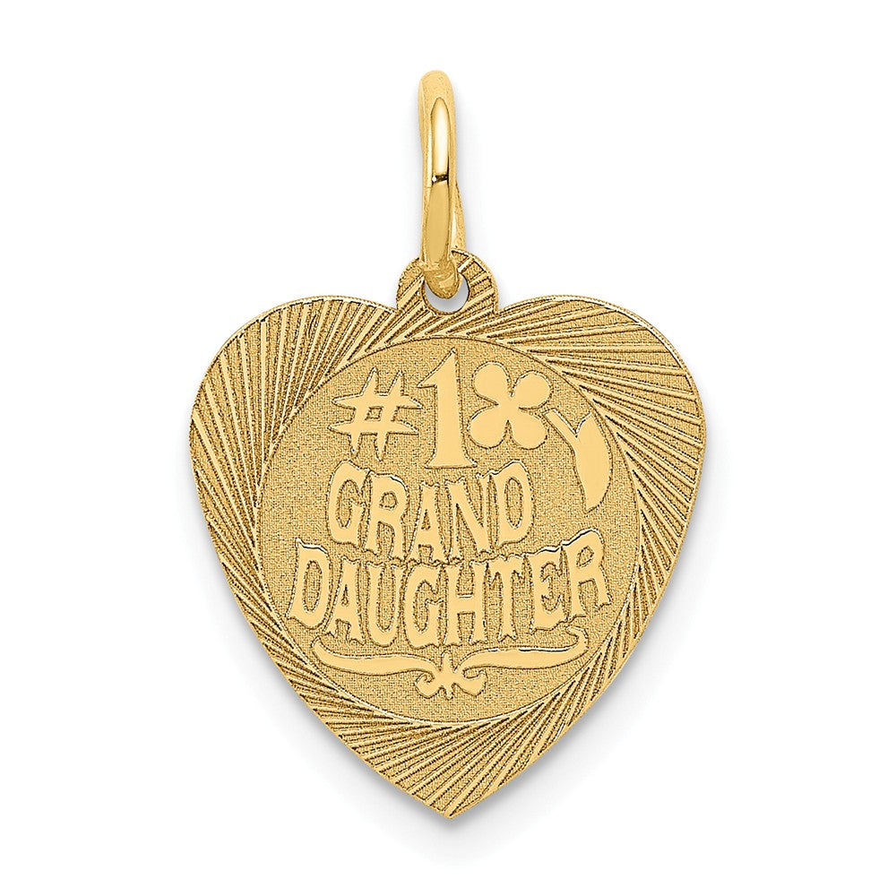 14k Yellow Gold Satin #1 Granddaughter Engravable Heart Pendant, 14mm, Item P26232 by The Black Bow Jewelry Co.