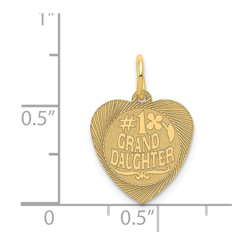 Alternate view of the 14k Yellow Gold Satin #1 Granddaughter Engravable Heart Pendant, 14mm by The Black Bow Jewelry Co.