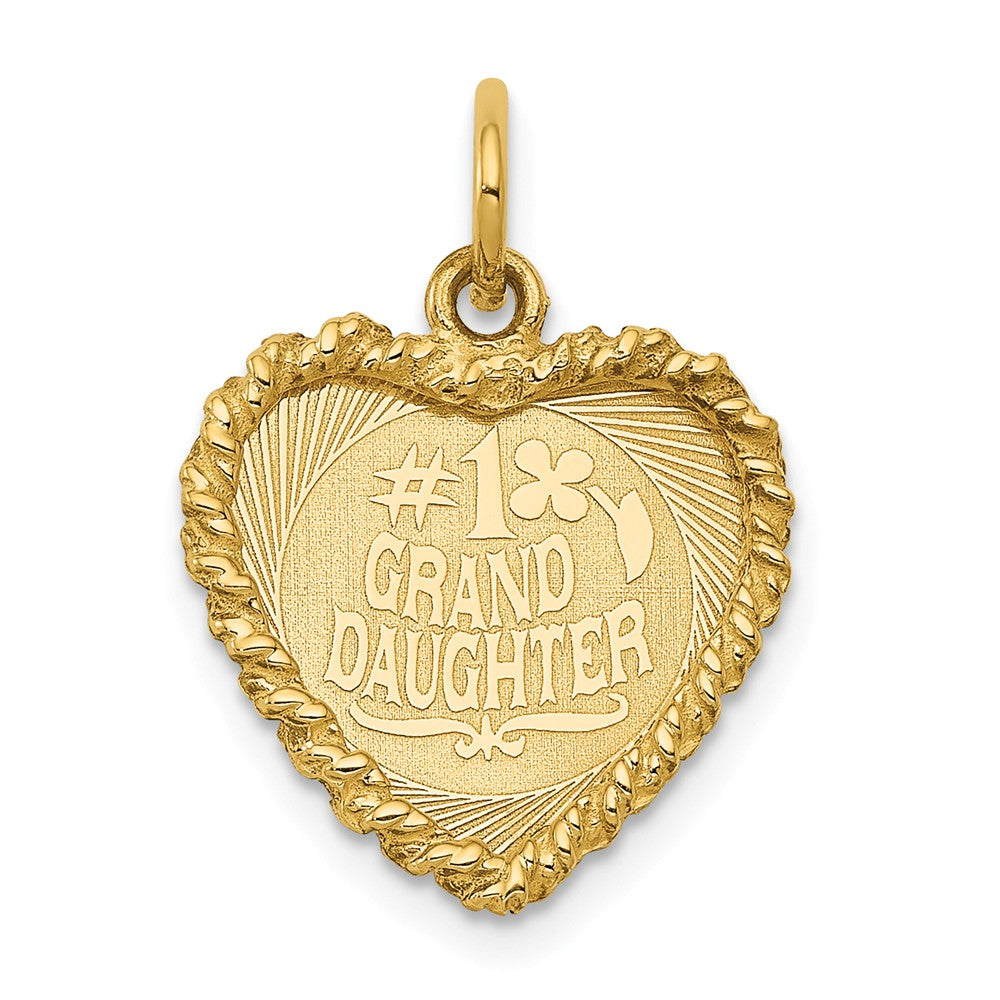 14k Yellow Gold #1 Granddaughter Engravable Heart Charm Pendant, 15mm, Item P26234 by The Black Bow Jewelry Co.