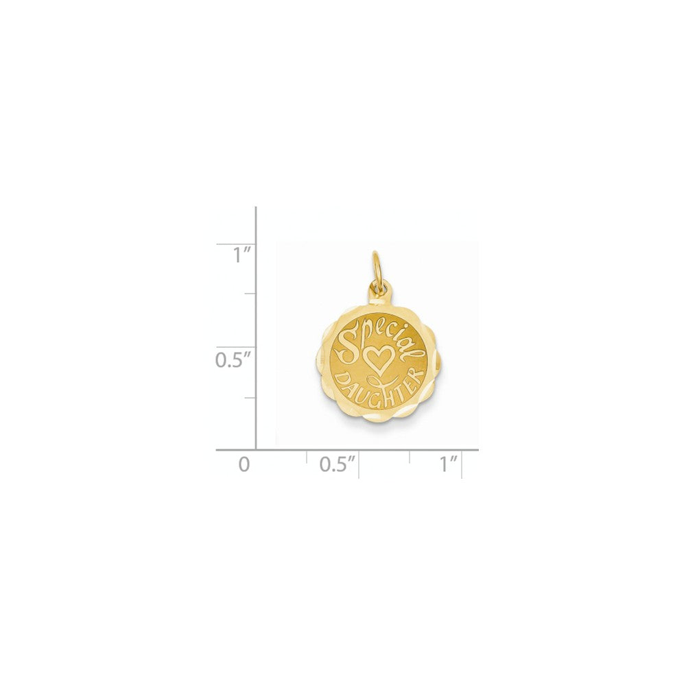 Alternate view of the 14k Yellow Gold Special Daughter Engravable Disc Charm or Pendant 15mm by The Black Bow Jewelry Co.