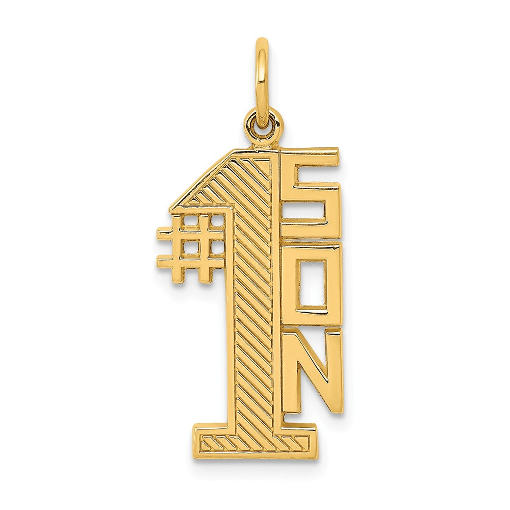 14k Yellow Gold #1 Son Charm or Pendant, 13mm, Item P26244 by The Black Bow Jewelry Co.