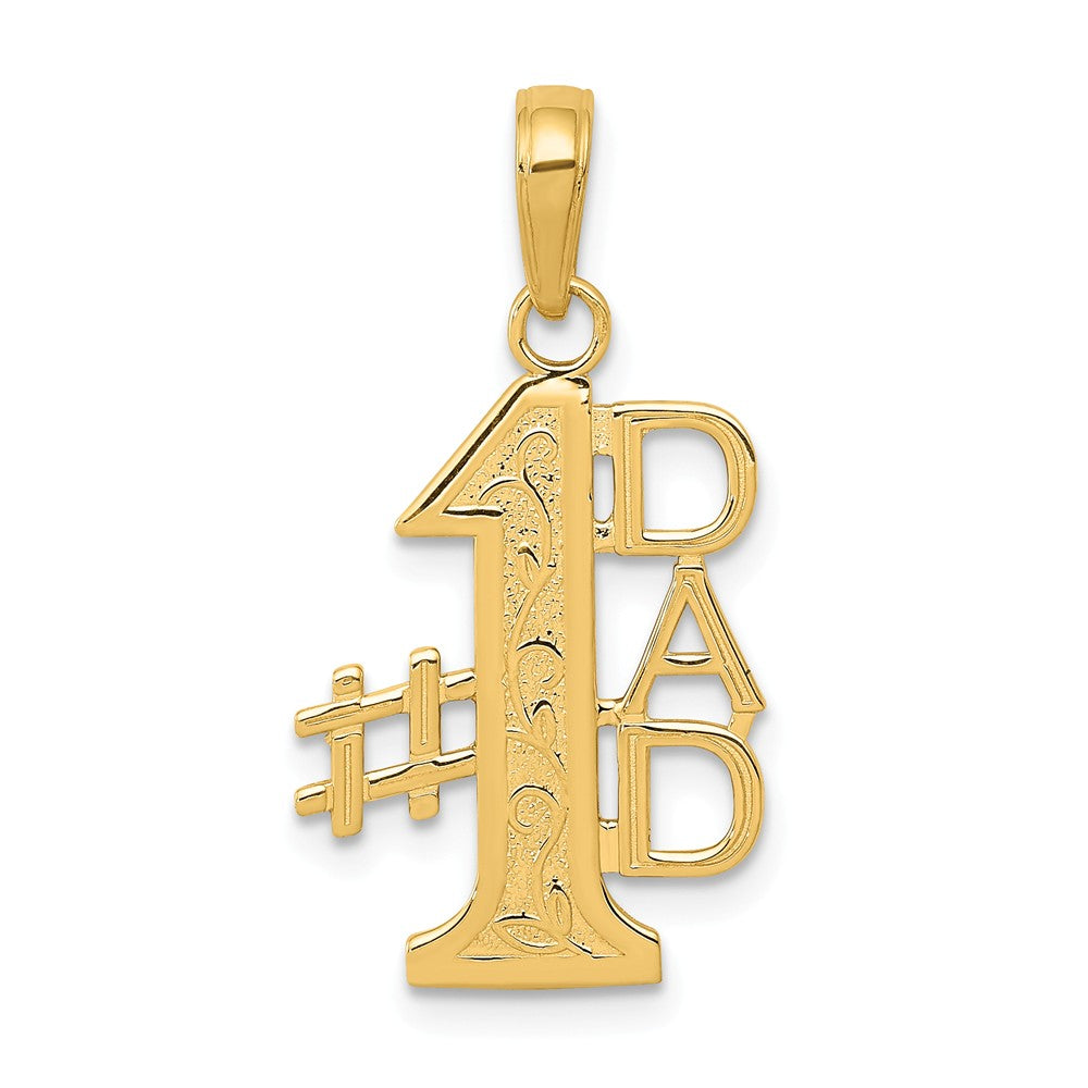 14k Yellow Gold #1 Dad Pendant, 14mm, Item P26250 by The Black Bow Jewelry Co.