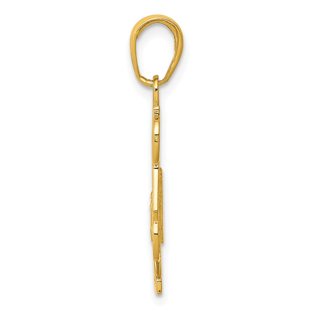 Alternate view of the 14k Yellow Gold #1 Dad Pendant, 14mm by The Black Bow Jewelry Co.