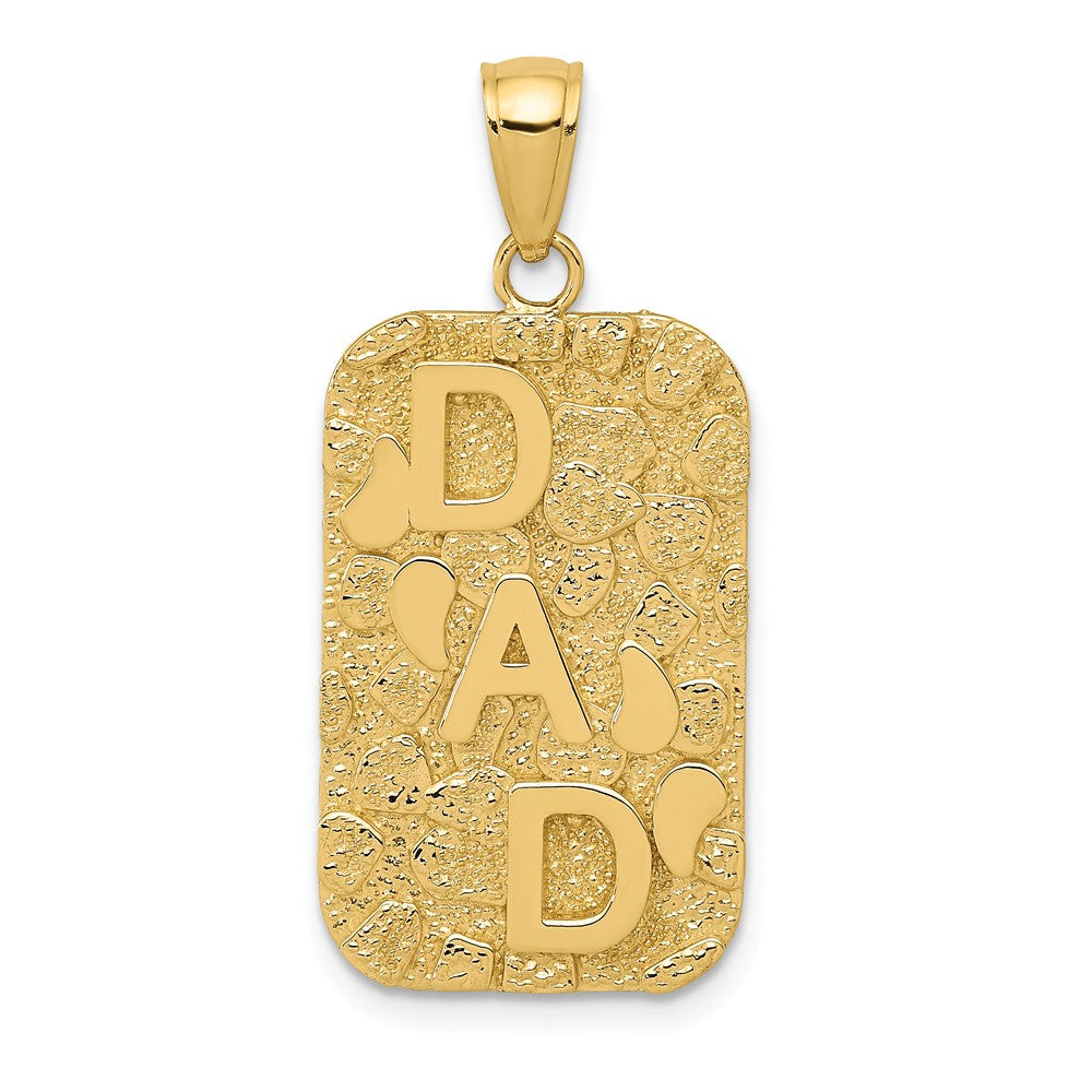 14k Yellow Gold Small Nugget Dad Dog Tag Pendant, 15 x 30mm, Item P26251 by The Black Bow Jewelry Co.