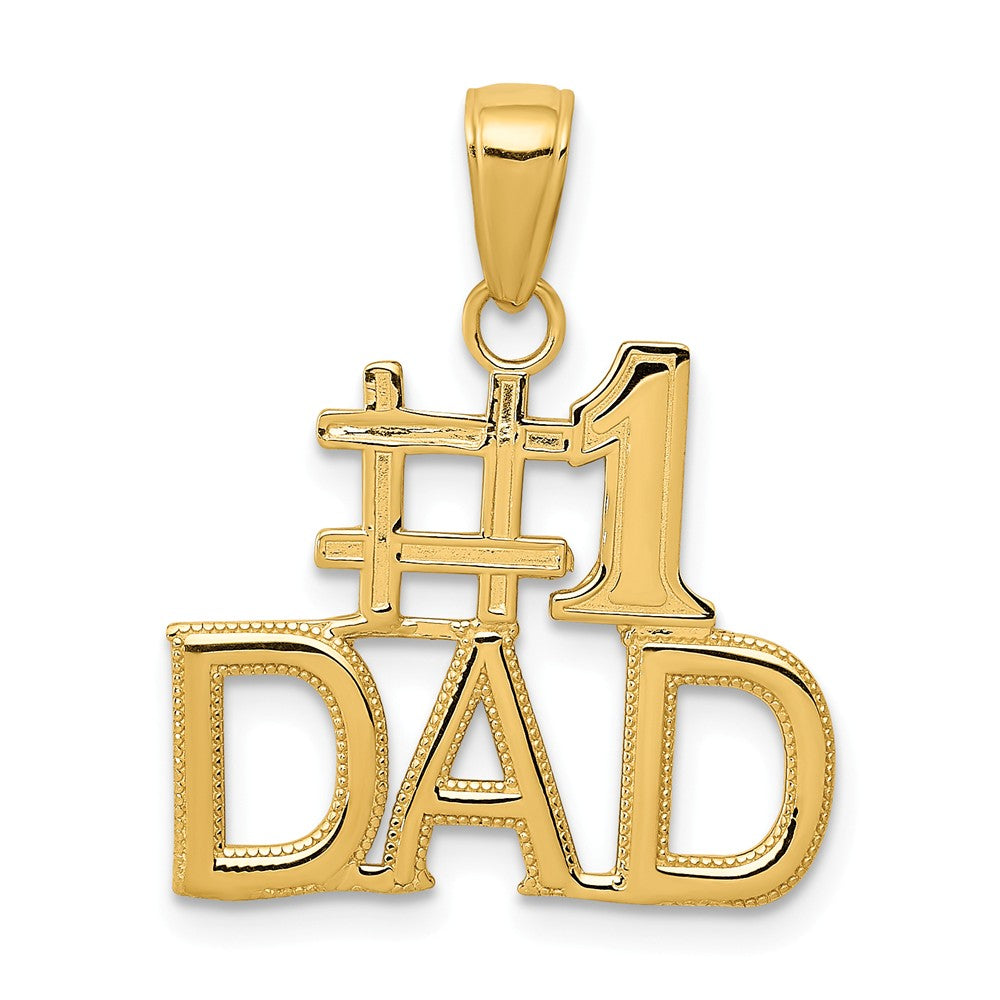 14k Yellow Gold Polished #1 Dad Pendant, 20mm, Item P26252 by The Black Bow Jewelry Co.