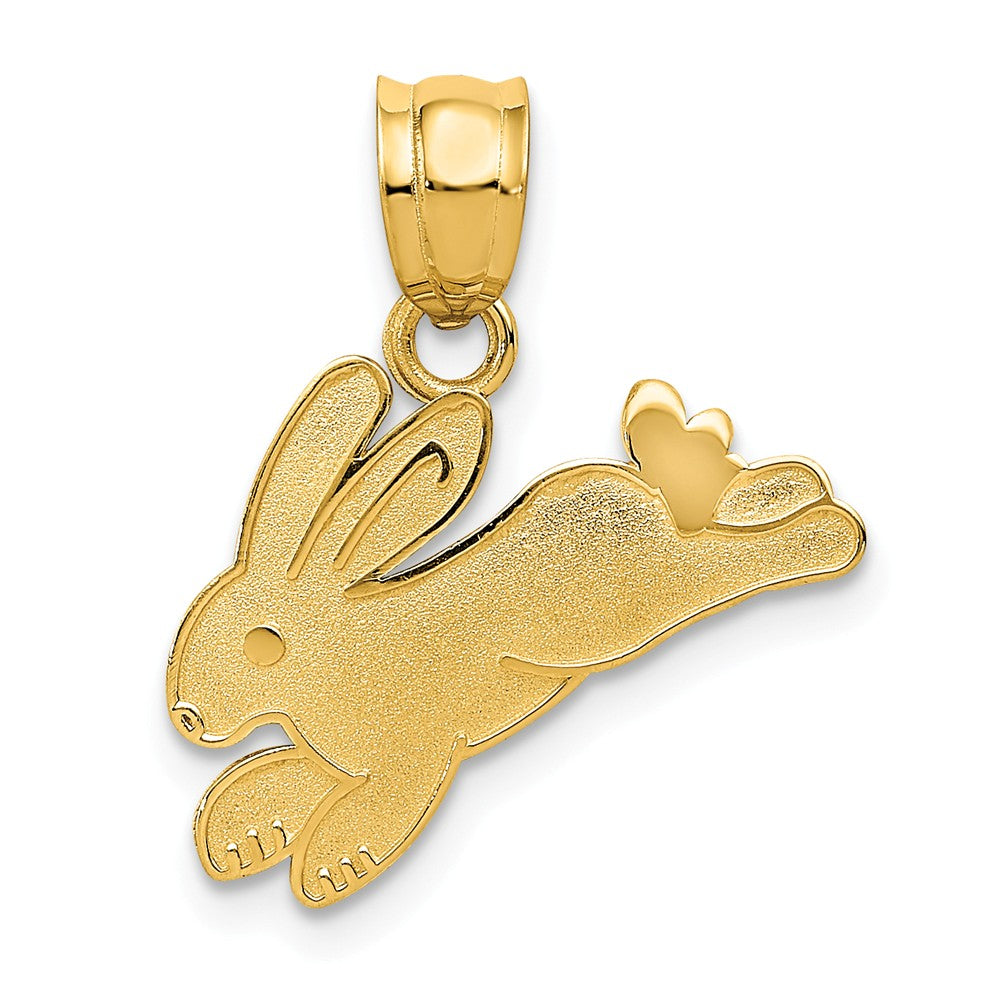 14k Yellow Gold Polished and Satin Rabbit Pendant, 18mm, Item P26258 by The Black Bow Jewelry Co.