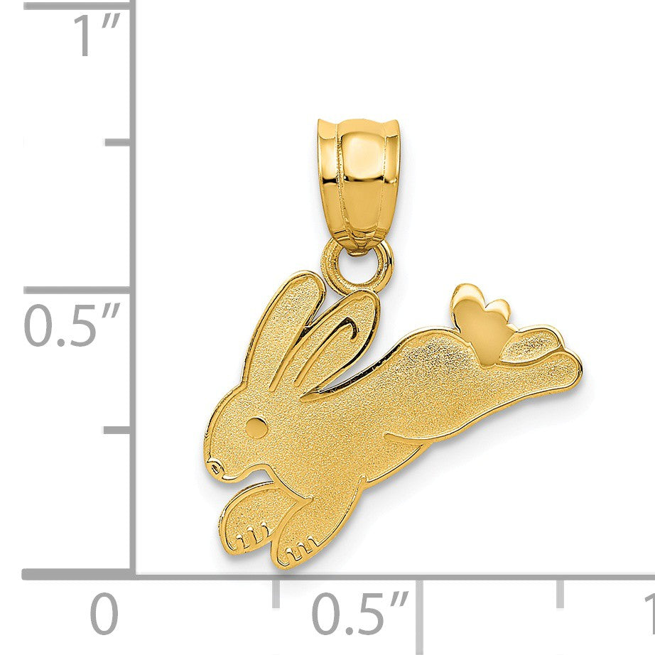 Alternate view of the 14k Yellow Gold Polished and Satin Rabbit Pendant, 18mm by The Black Bow Jewelry Co.