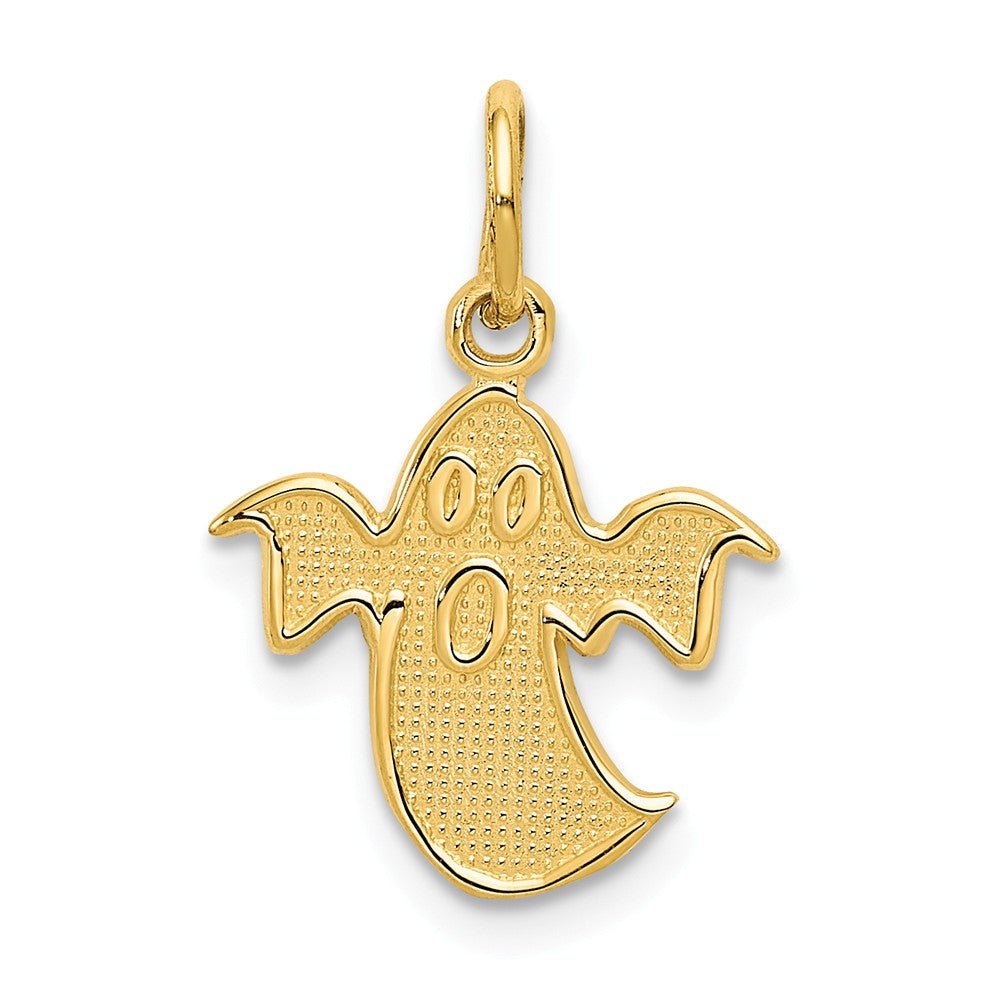 14k Yellow Gold Satin Textured Ghost Charm or Pendant, 12mm, Item P26260 by The Black Bow Jewelry Co.