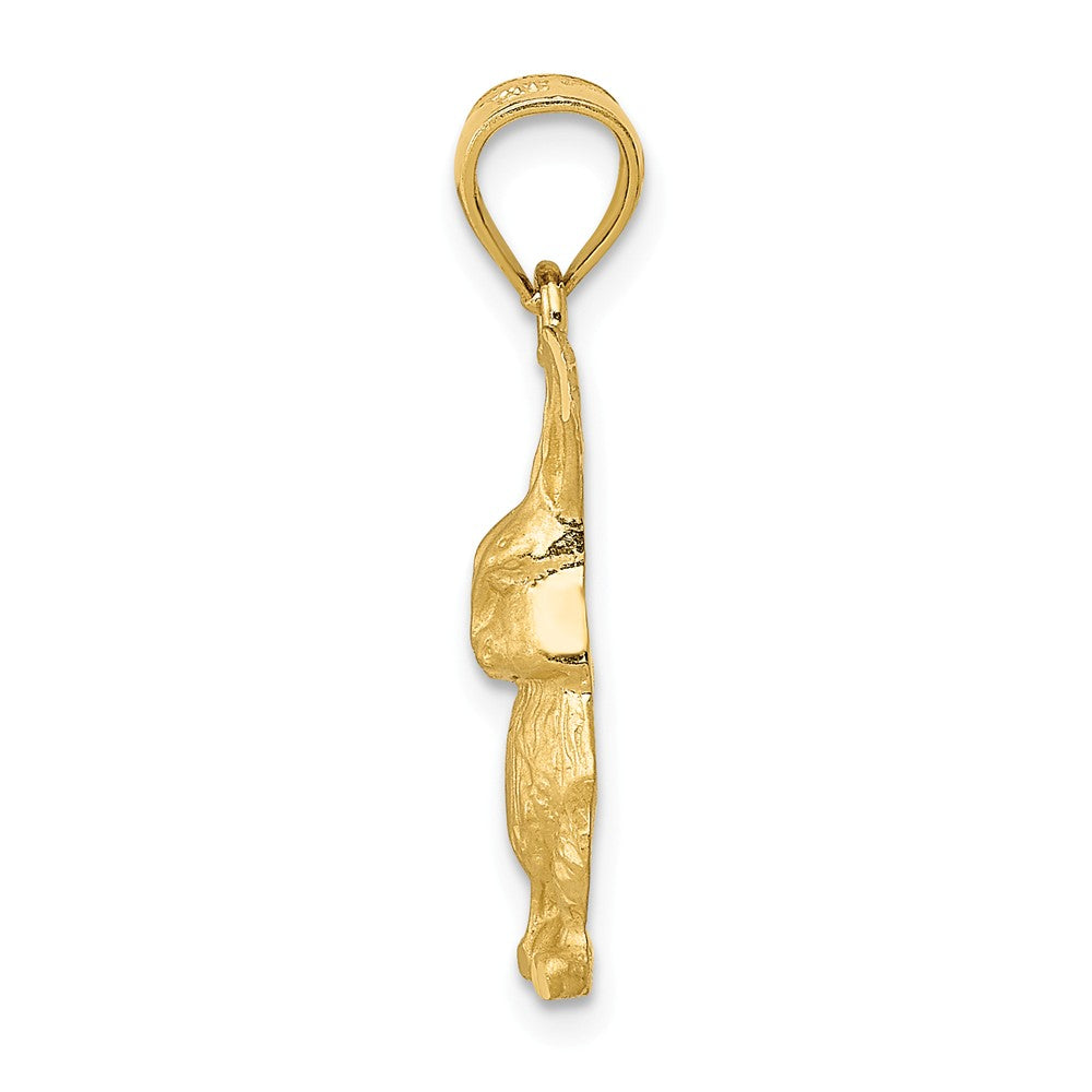 Alternate view of the 14k Yellow Gold Satin and Diamond Cut Rabbit Pendant, 10mm by The Black Bow Jewelry Co.