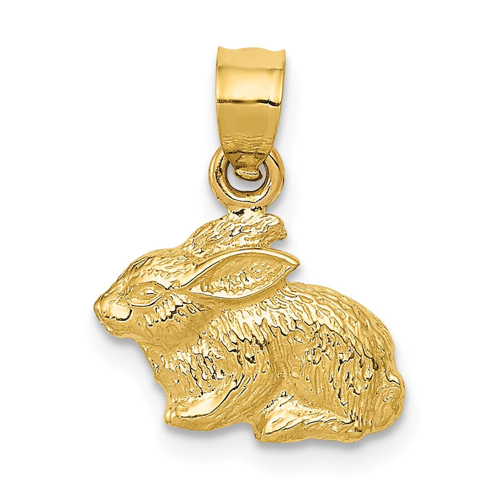 14k Yellow Gold Textured Rabbit Pendant, 13mm, Item P26262 by The Black Bow Jewelry Co.