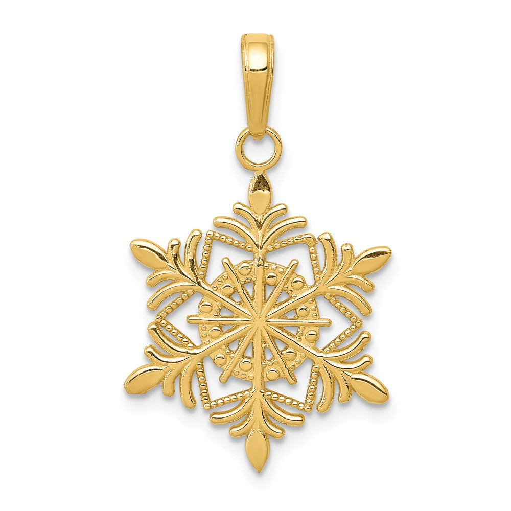 14k Yellow Gold Snowflake Pendant, 16mm, Item P26272 by The Black Bow Jewelry Co.