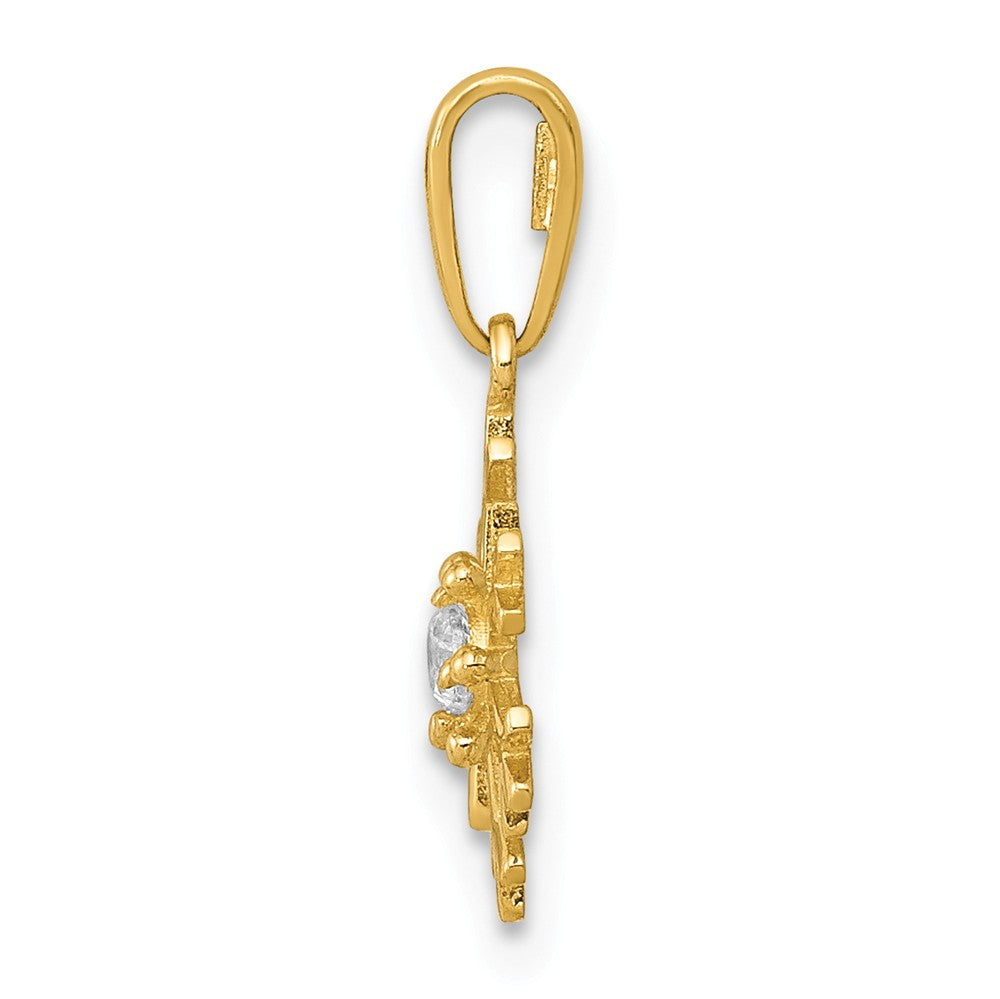 Alternate view of the 14k Yellow Gold &amp; Cubic Zirconia Snowflake Charm or Pendant, 8mm by The Black Bow Jewelry Co.