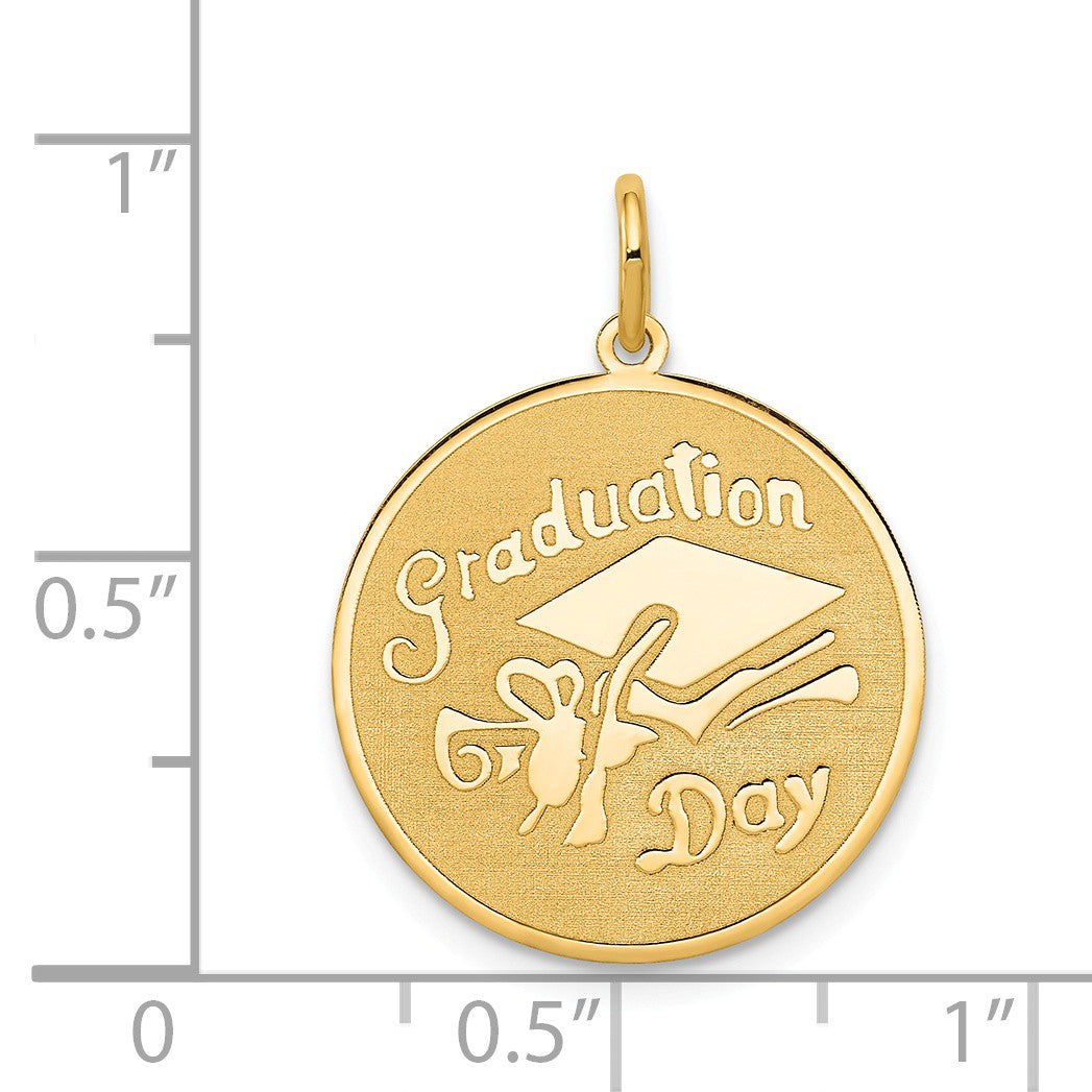 Alternate view of the 14k Yellow Gold Graduation Day Engravable Disc Charm or Pendant, 18mm by The Black Bow Jewelry Co.