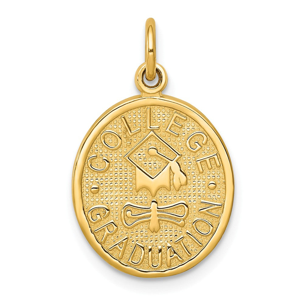14k Yellow Gold College Oval Graduation Charm or Pendant, 13 x 15mm, Item P26284 by The Black Bow Jewelry Co.