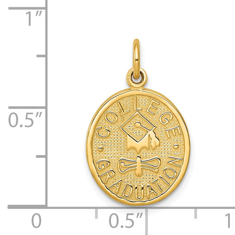 Alternate view of the 14k Yellow Gold College Oval Graduation Charm or Pendant, 13 x 15mm by The Black Bow Jewelry Co.