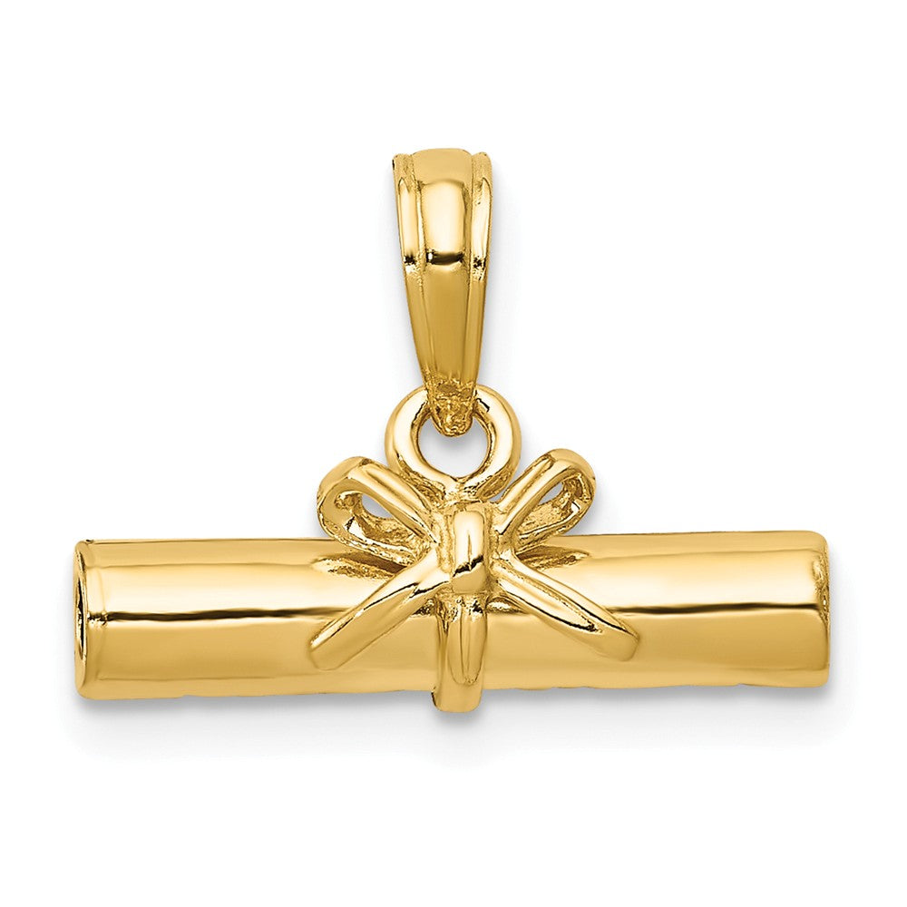 14k Yellow Gold Three Dimensional Diploma Pendant, 17mm, Item P26285 by The Black Bow Jewelry Co.