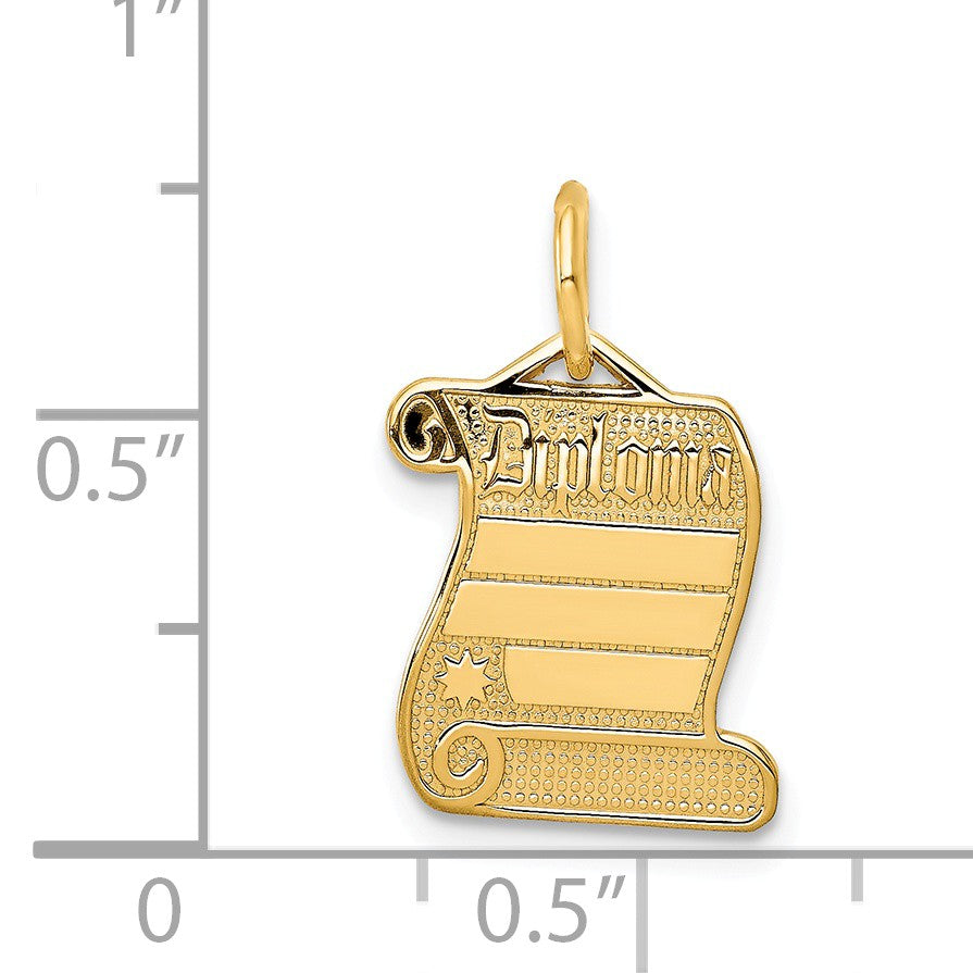 Alternate view of the 14k Yellow Gold Engravable Diploma Charm or Pendant, 12mm by The Black Bow Jewelry Co.