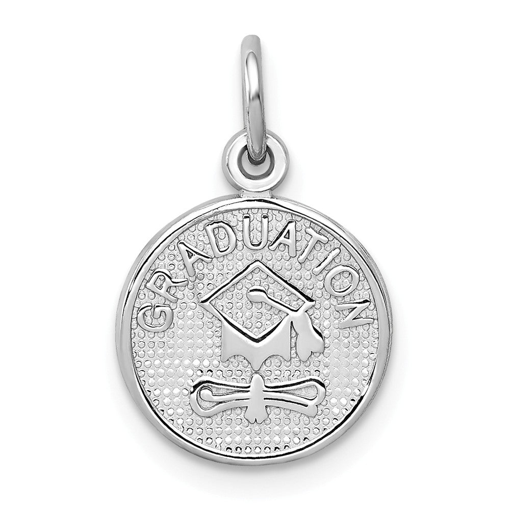 14k White Gold Graduation Disc Charm or Pendant, 11mm, Item P26289 by The Black Bow Jewelry Co.