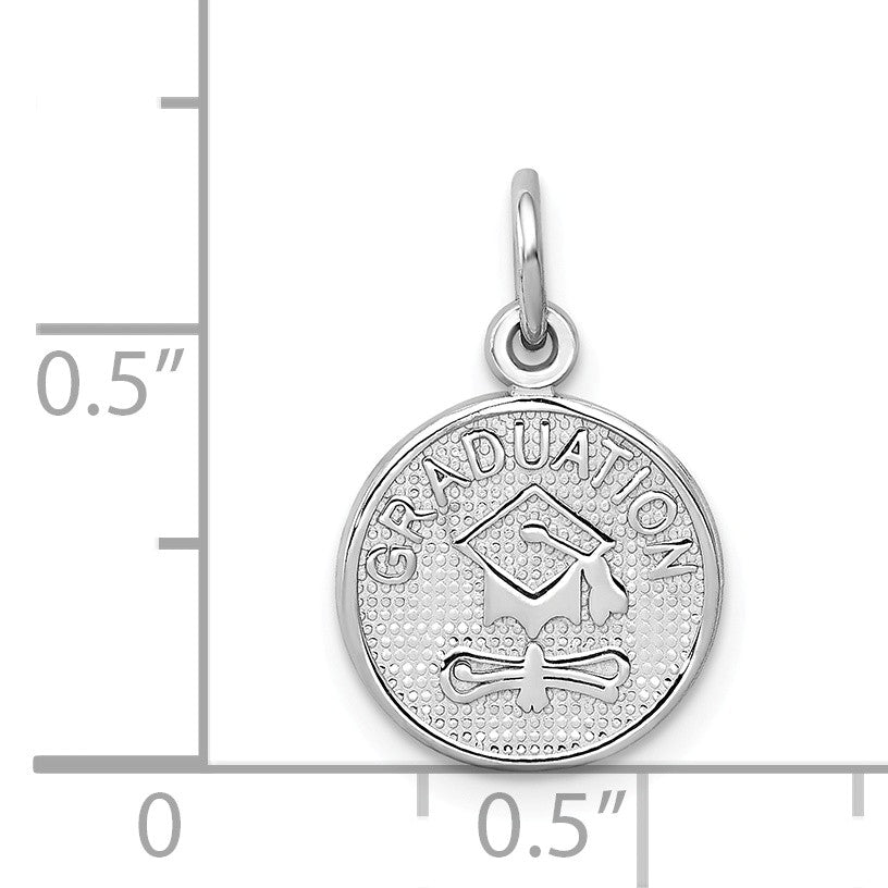 Alternate view of the 14k White Gold Graduation Disc Charm or Pendant, 11mm by The Black Bow Jewelry Co.