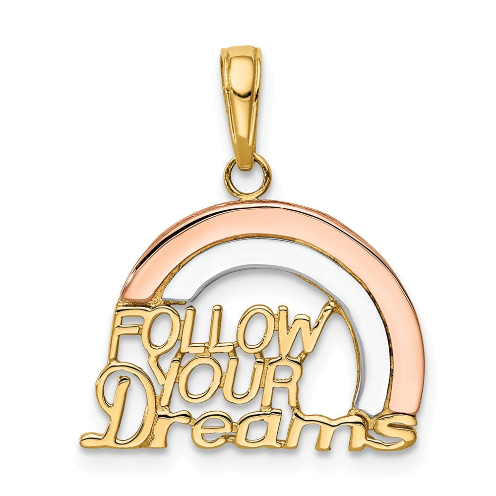 14k Yellow &amp; Rose Gold, White Rhodium Follow Your Dreams Pendant, 18mm, Item P26290 by The Black Bow Jewelry Co.