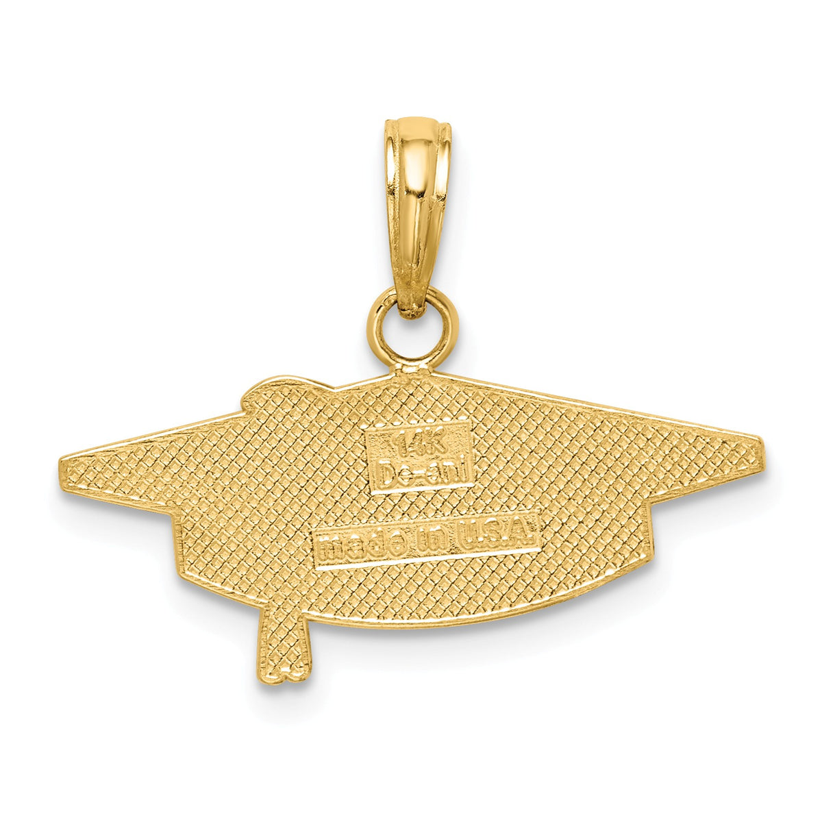 Alternate view of the 14k Yellow Gold Graduation Cap Pendant, 23mm by The Black Bow Jewelry Co.