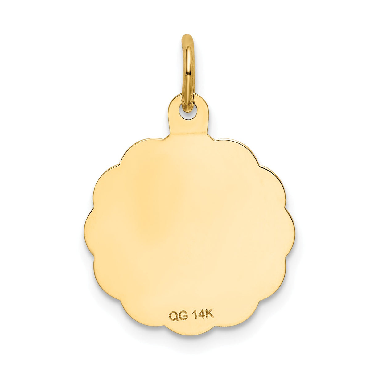 Alternate view of the 14k Yellow Gold Brocaded Disc  Graduation Day Charm or Pendant, 16mm by The Black Bow Jewelry Co.