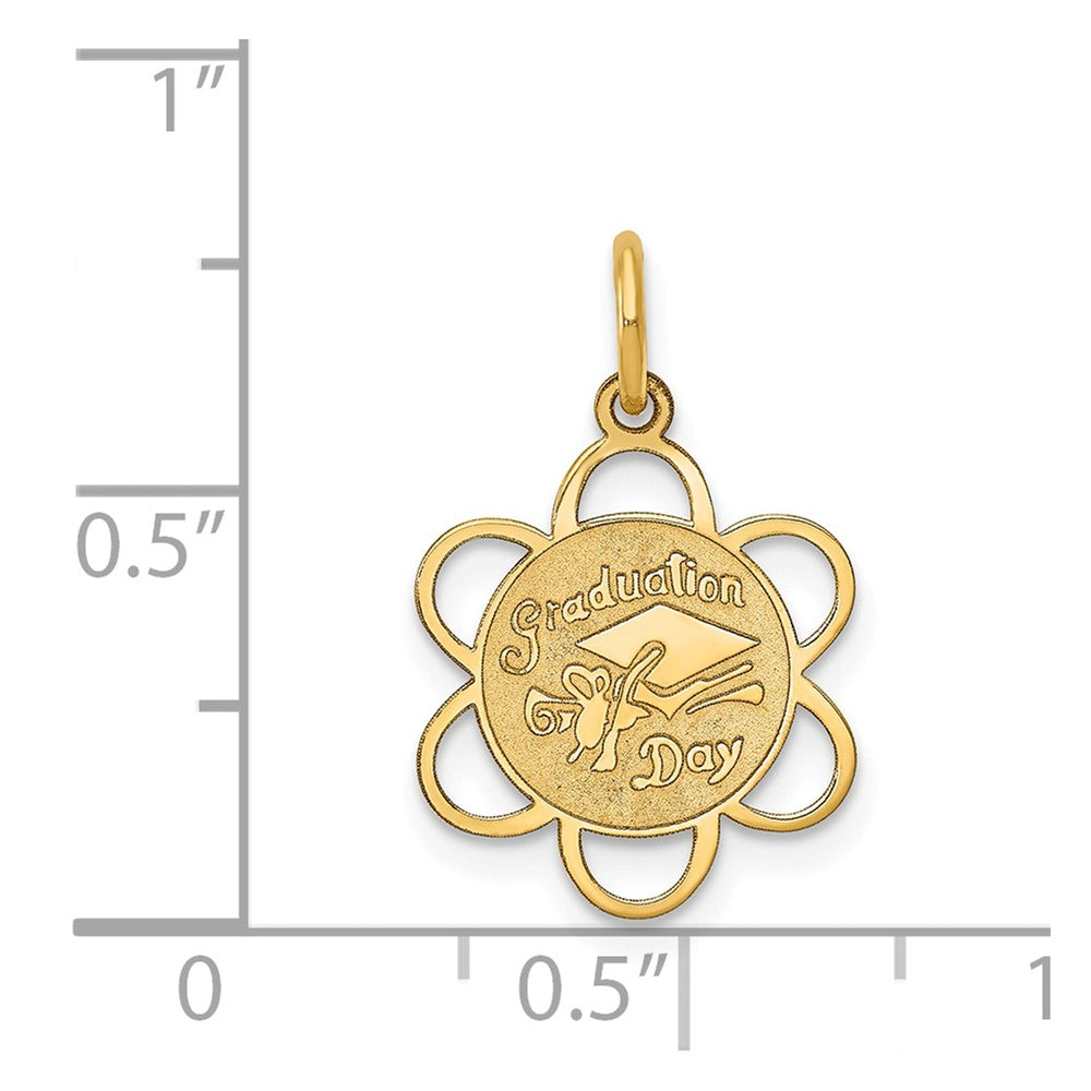 Alternate view of the 14k Yellow Gold Graduation Day Engravable Charm or Pendant, 15mm by The Black Bow Jewelry Co.
