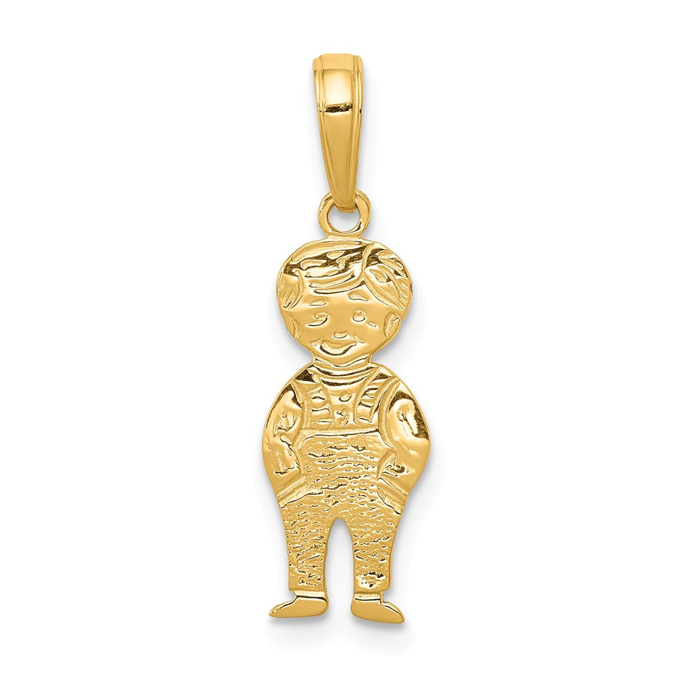 14k Yellow Gold Boy with Hands In Pocket Pendant, 8mm, Item P26317 by The Black Bow Jewelry Co.