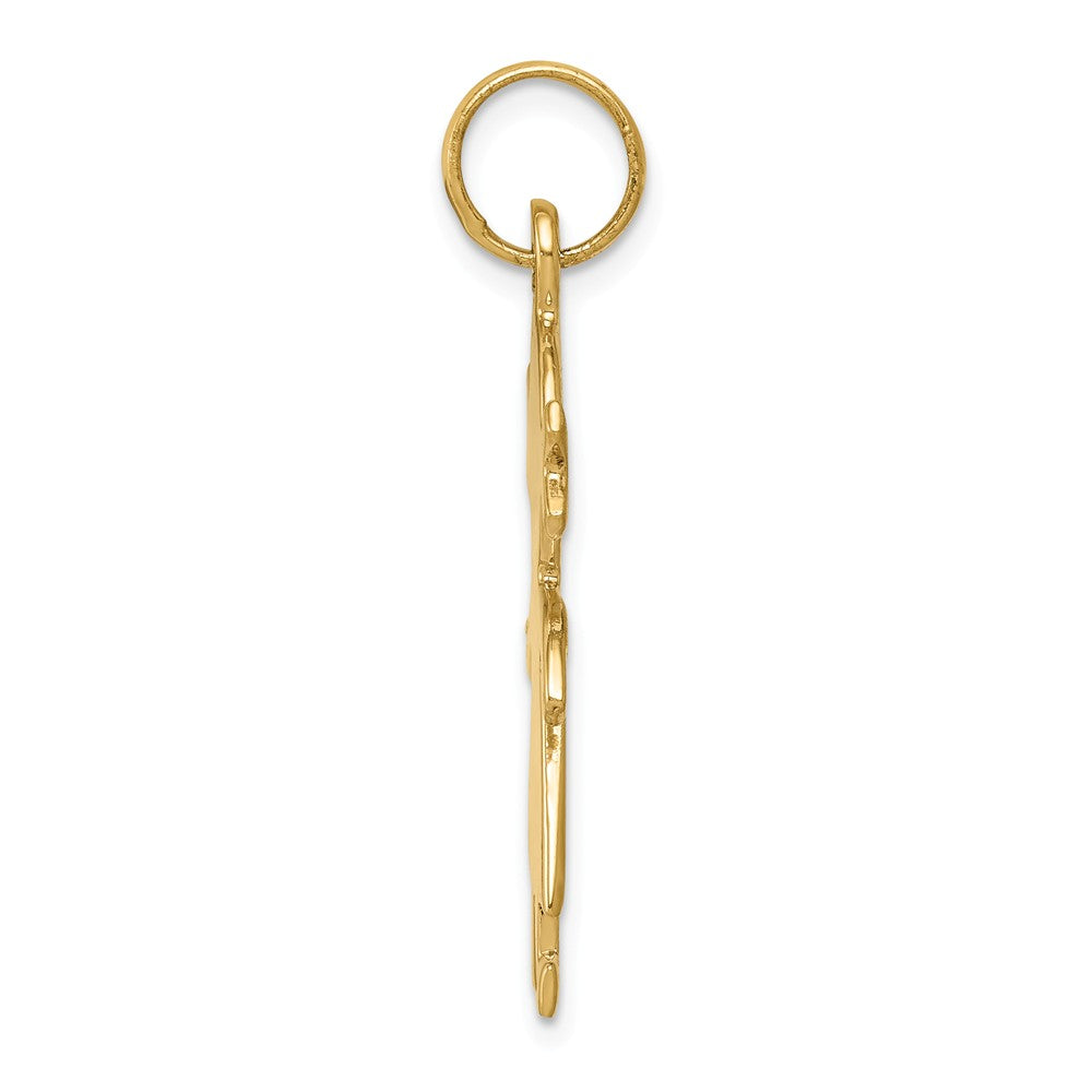 Alternate view of the 14k Yellow Gold Satin Girl Engravable Charm or Pendant, 16mm by The Black Bow Jewelry Co.