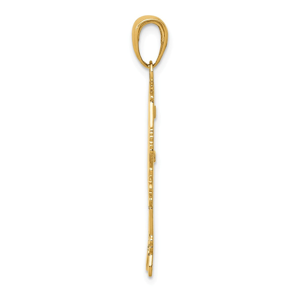 Alternate view of the 14k Yellow Gold Girl with Ponytails Pendant, 17mm by The Black Bow Jewelry Co.