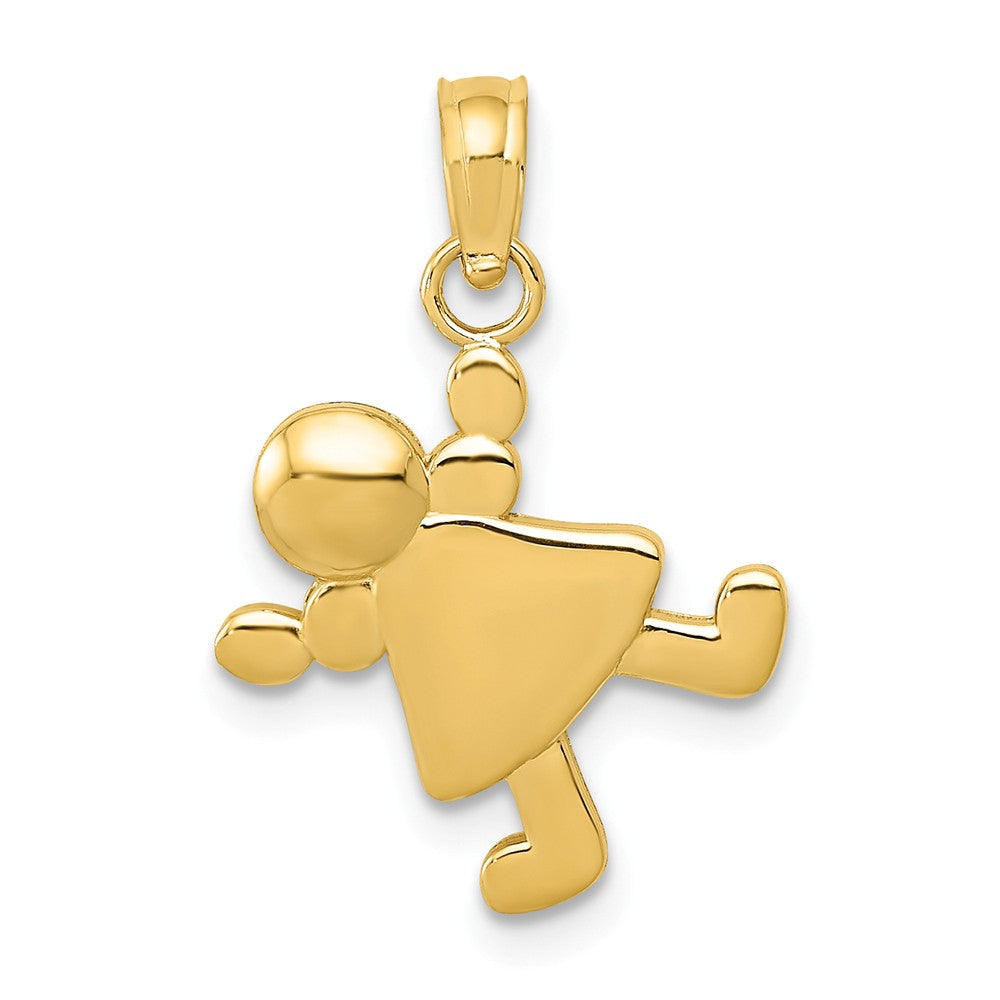 14k Yellow Gold Little Girl Charm or Pendant, 13mm