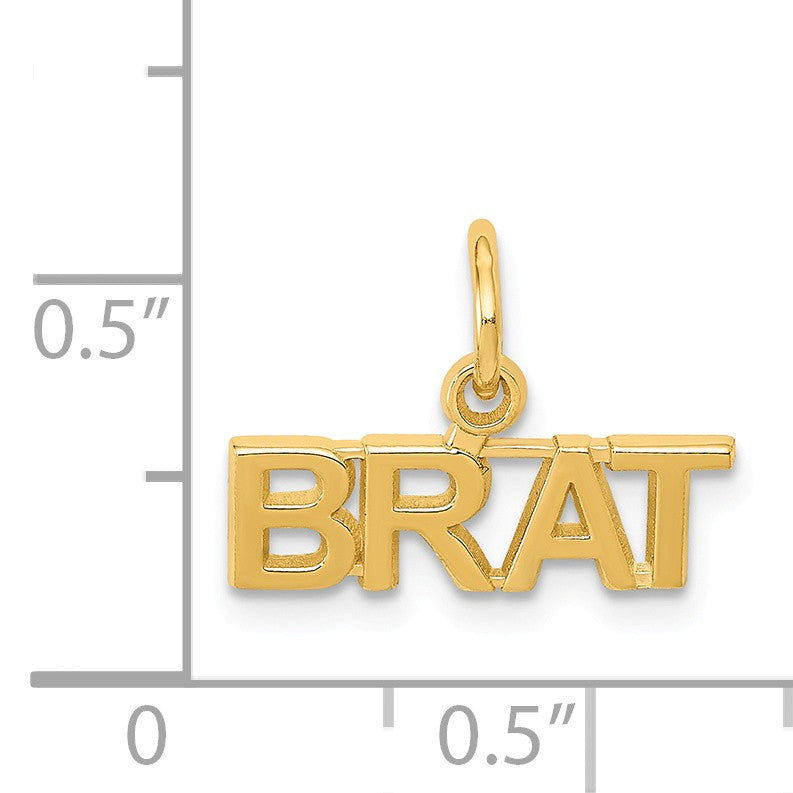 Alternate view of the 14k Yellow Gold Polished Brat Charm or Pendant, 15mm by The Black Bow Jewelry Co.