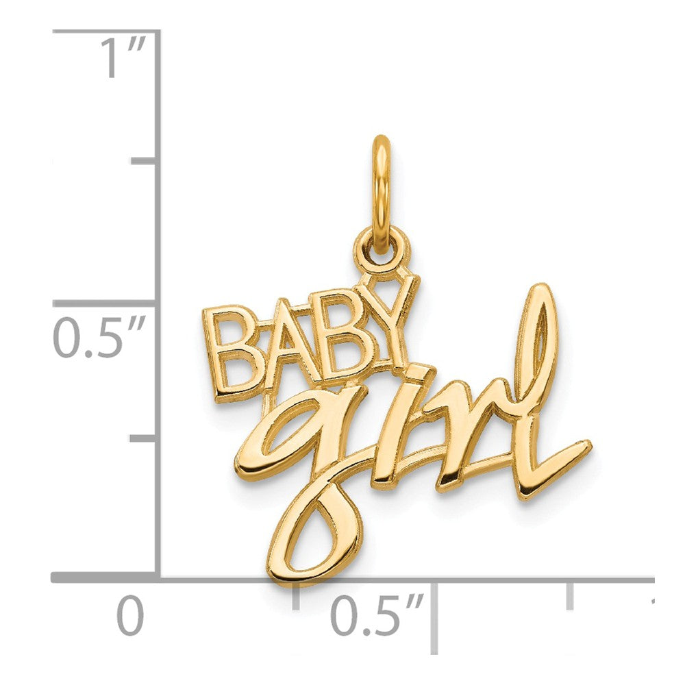 Alternate view of the 14k Yellow Gold Baby Girl Charm or Pendant, 19mm by The Black Bow Jewelry Co.