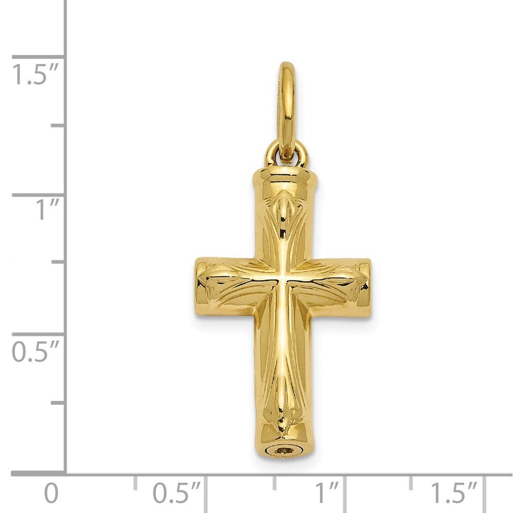 Alternate view of the 10k Yellow Gold Polished Cross Ash Holder Pendant, 16 x 25mm by The Black Bow Jewelry Co.