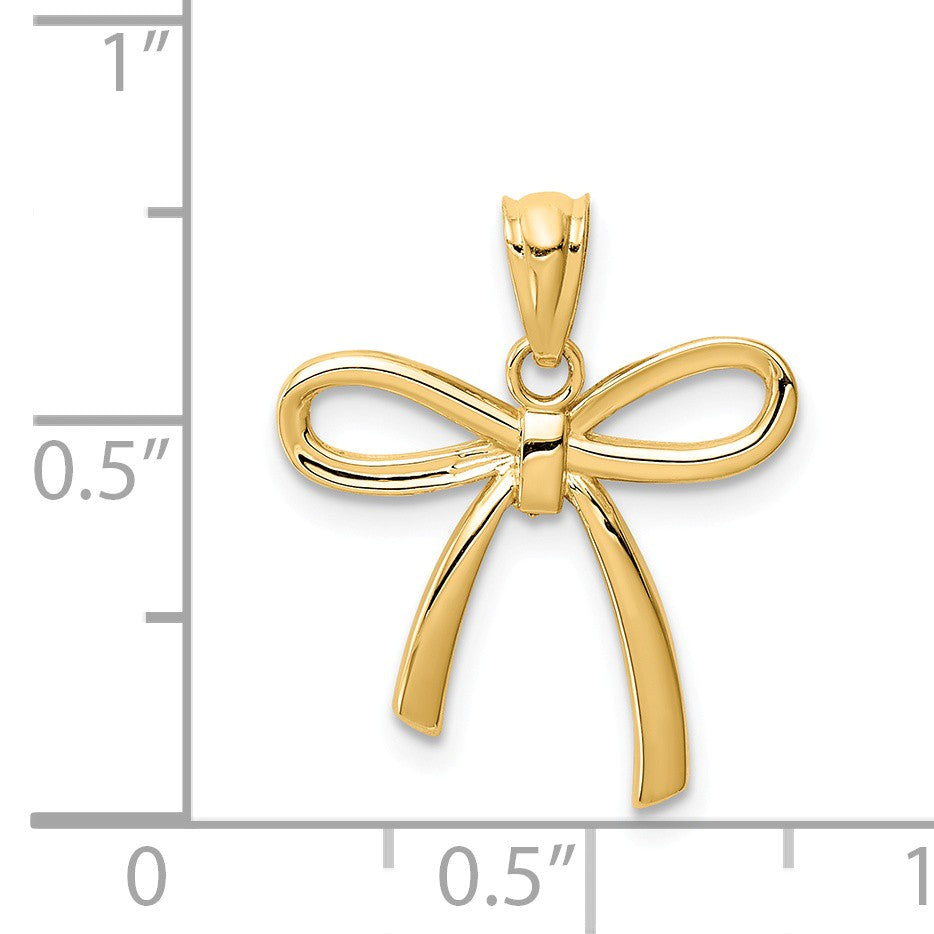 Alternate view of the 14K Yellow Gold Polished Ribbon Bow Pendant, 17mm (5/8 inch) by The Black Bow Jewelry Co.