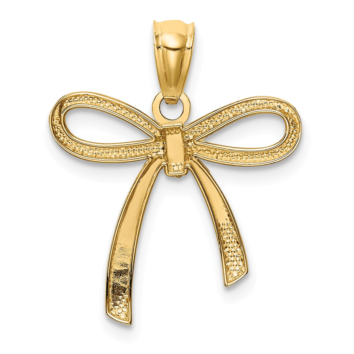 Alternate view of the 14K Yellow Gold Polished Ribbon Bow Pendant, 17mm (5/8 inch) by The Black Bow Jewelry Co.