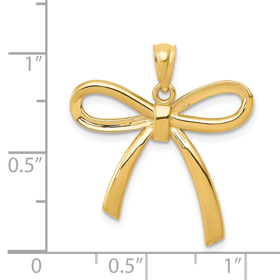 Alternate view of the 14K Yellow Gold Polished Ribbon Bow Pendant by The Black Bow Jewelry Co.