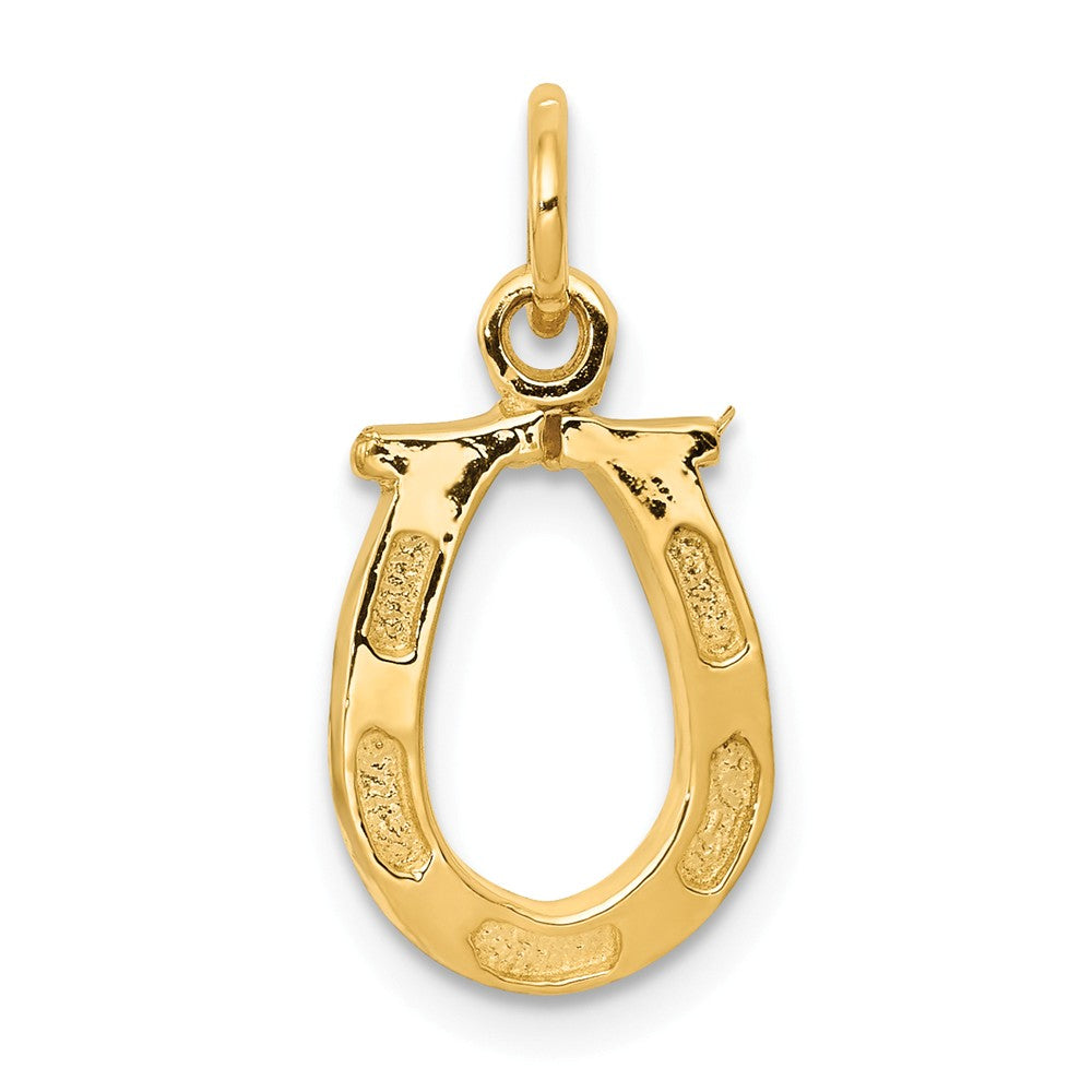 Alternate view of the 14k White or Yellow Gold Horseshoe Charm or Pendant, 10mm (3/8 inch) by The Black Bow Jewelry Co.