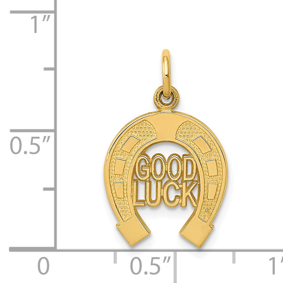 Alternate view of the 14k Yellow Gold Good Luck Horseshoe Charm or Pendant, 13mm (1/2 inch) by The Black Bow Jewelry Co.