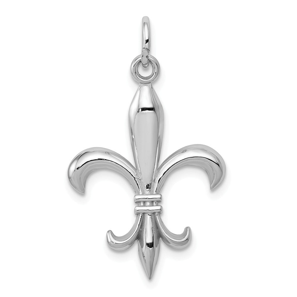 14k White or Yellow Gold 2D Fleur De Lis Pendant, 18mm (11/16 inch), Item P26389 by The Black Bow Jewelry Co.