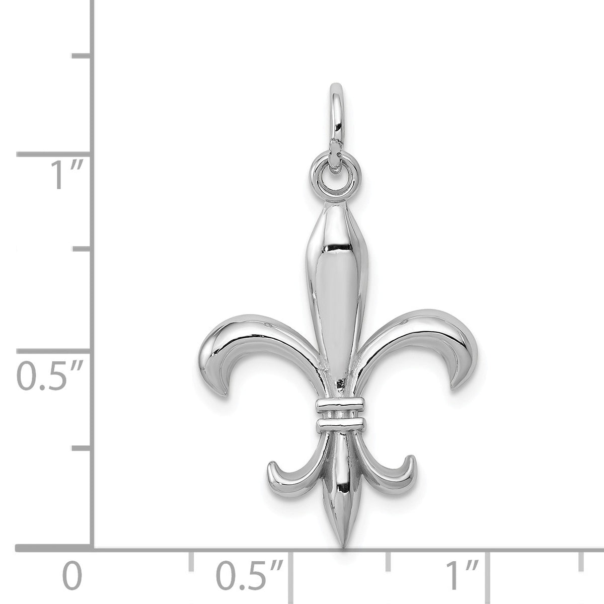 Alternate view of the 14k White or Yellow Gold 2D Fleur De Lis Pendant, 18mm (11/16 inch) by The Black Bow Jewelry Co.