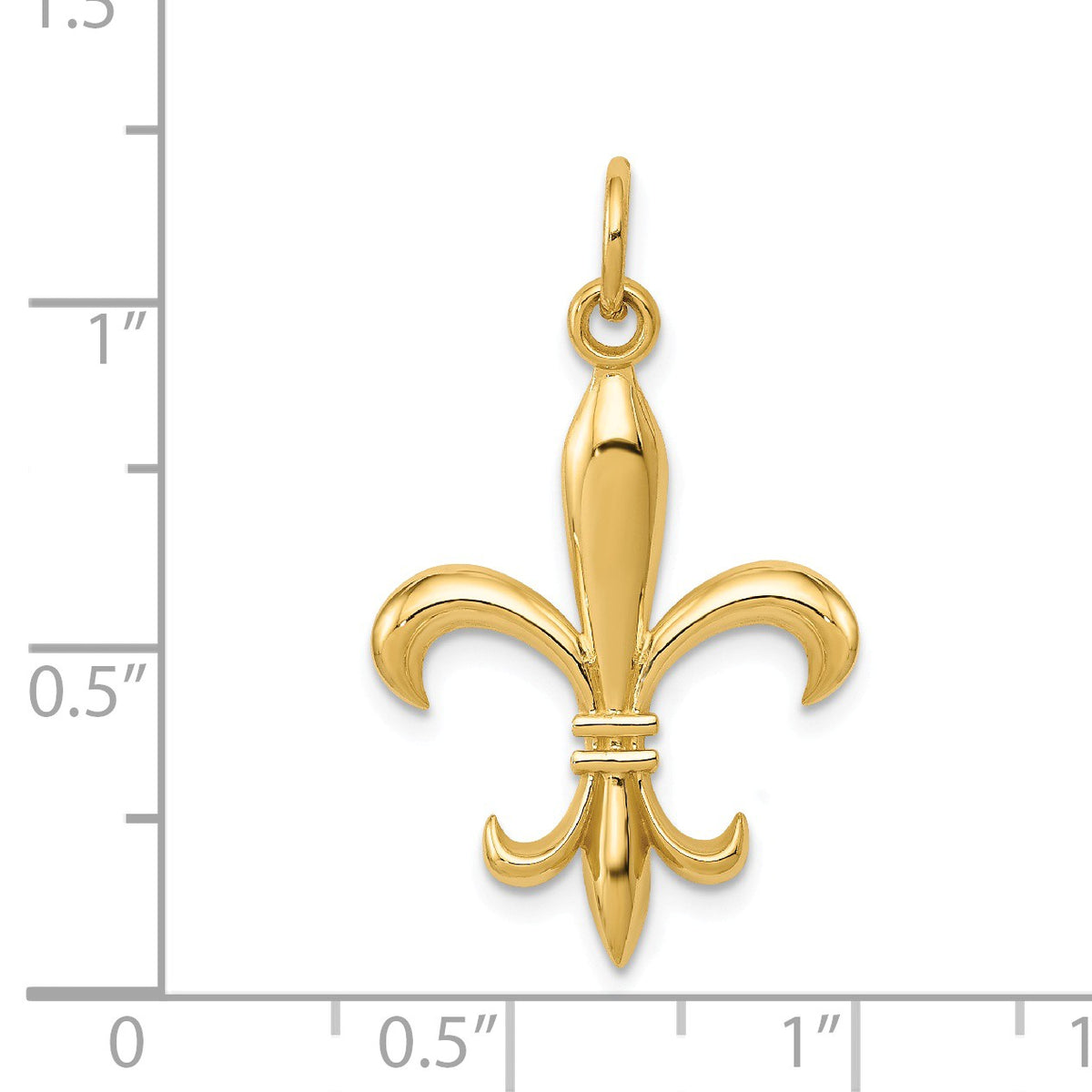 Alternate view of the 14k White or Yellow Gold 2D Fleur De Lis Pendant, 18mm (11/16 inch) by The Black Bow Jewelry Co.