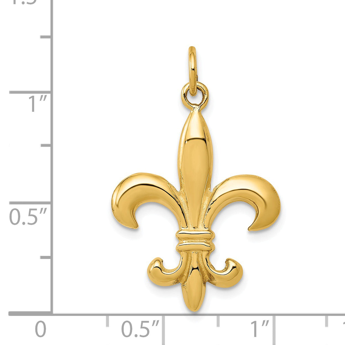 Alternate view of the 14k Yellow Gold Solid 3D Fleur De Lis Pendant, 17mm (5/8 inch) by The Black Bow Jewelry Co.