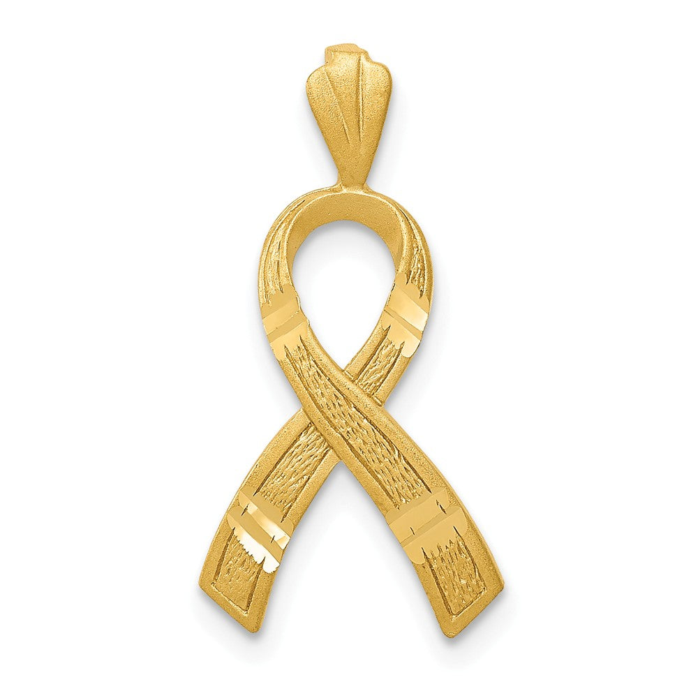 Alternate view of the 14k Yellow, White or Rose Gold Awareness Ribbon Pendant, 12mm by The Black Bow Jewelry Co.
