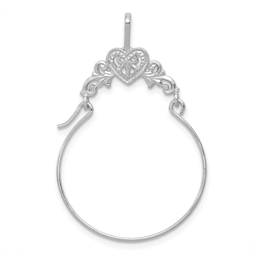 14k Yellow or White Gold Filigree Heart Charm Holder Pendant, 23mm, Item P26392 by The Black Bow Jewelry Co.