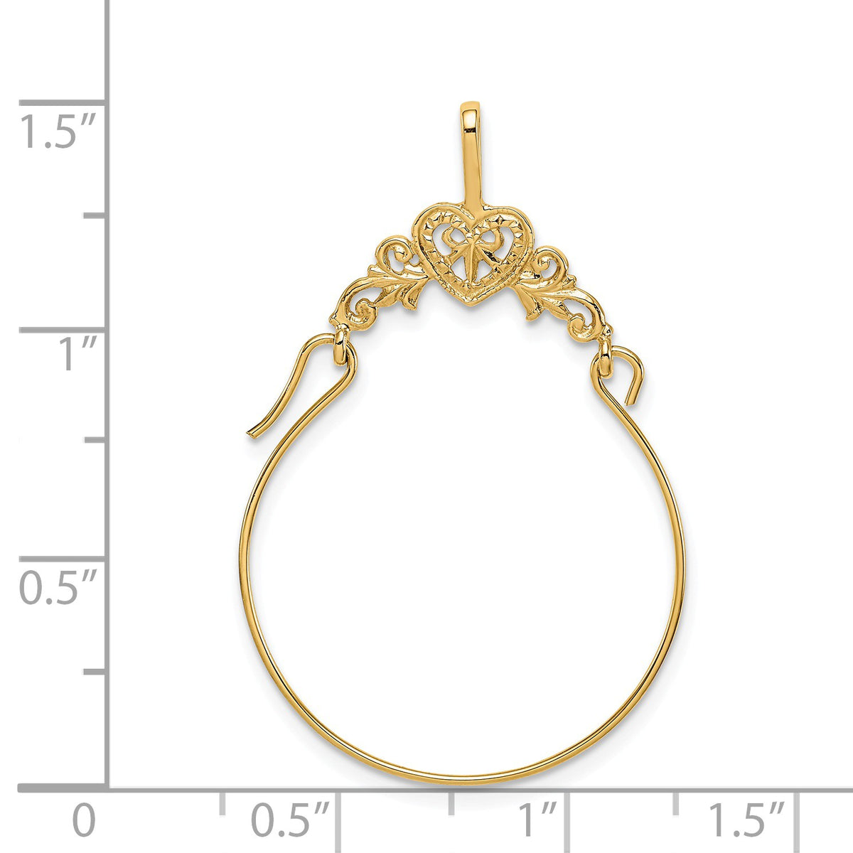 Alternate view of the 14k Yellow Gold Filigree Heart Charm Holder Pendant, 23mm by The Black Bow Jewelry Co.