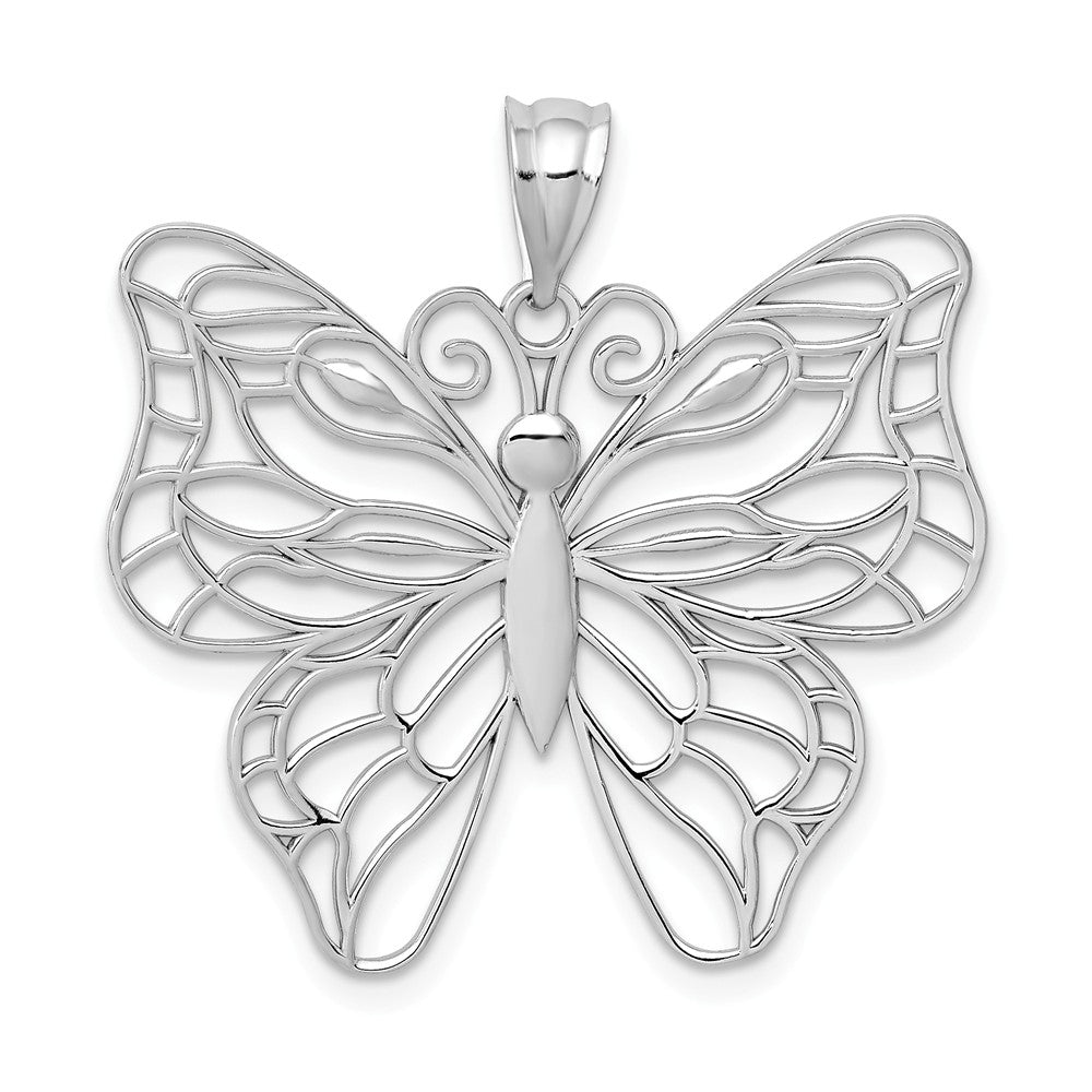 14k Yellow or White Gold Large Open Butterfly Pendant, 30mm, Item P26396 by The Black Bow Jewelry Co.