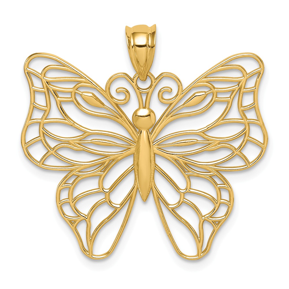 Deals Solid 14k Gold Big butterfly pendant