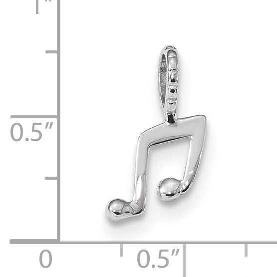 Alternate view of the 14k White Gold Beamed Eighth Note Pendant, 9mm (3/8 inch) by The Black Bow Jewelry Co.